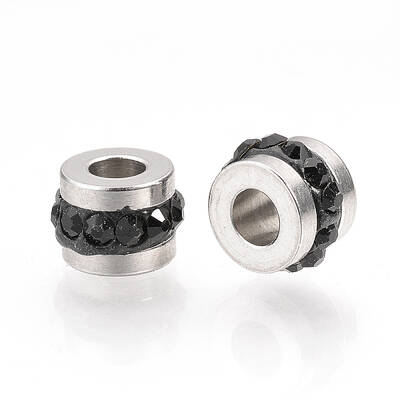 201 Stainless Steel Polymer Clay Rhinestone Inlaid Beads