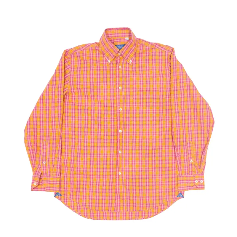 BEST COMPANY Shirt Orange Check Long Sleeve Mens S