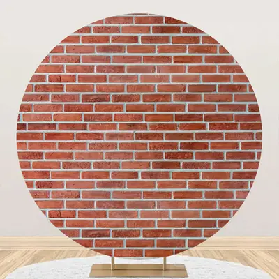 Vintage Brown Brick Wall Round Birthday Backdrop - Aperturee