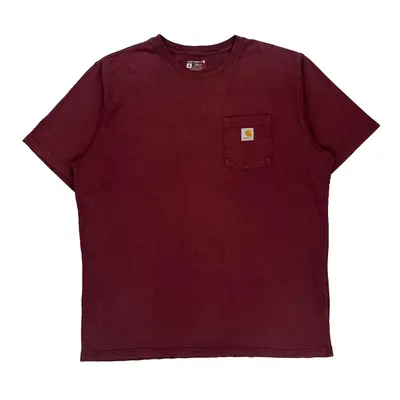 Loose Fit Carhartt Graphic T-Shirt - XL Burgundy Cotton