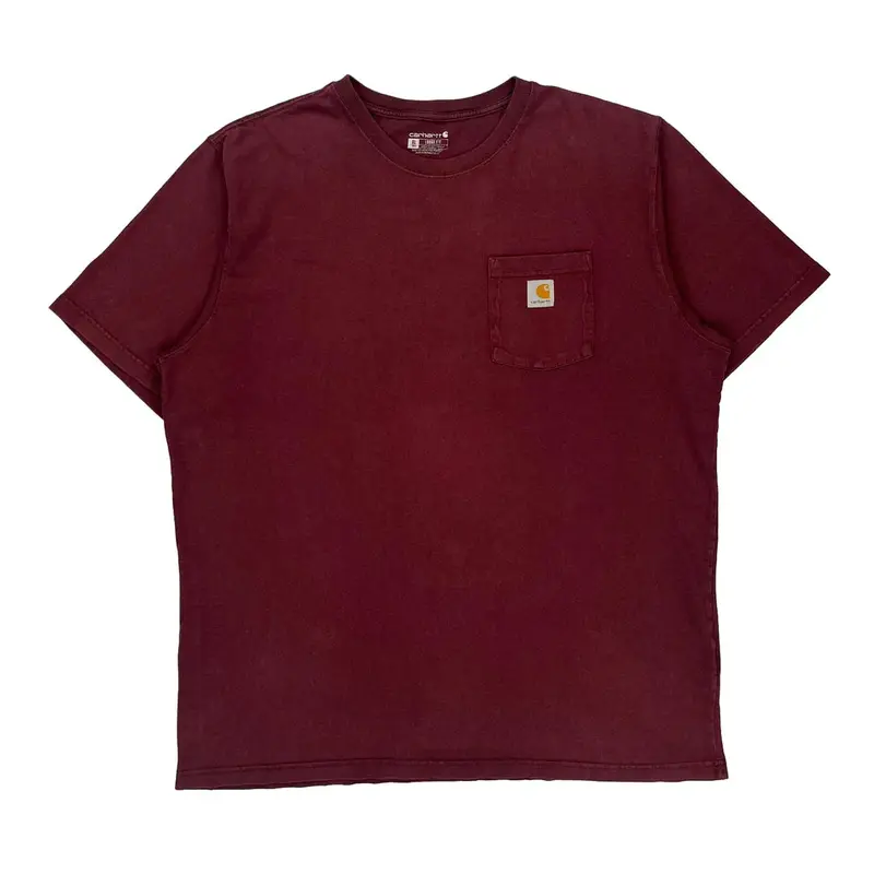 Loose Fit Carhartt Graphic T-Shirt - XL Burgundy Cotton