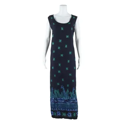 CALIFORNIA KRUSH Womens Shift Dress Blue Crazy Pattern Sleeveless Long M