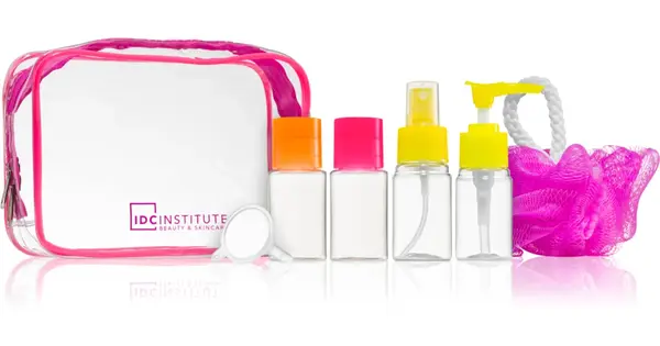IDC Institute Neon Women's Travel Kit Reusable Travel Containers 4pcs + Cleansing Sponge