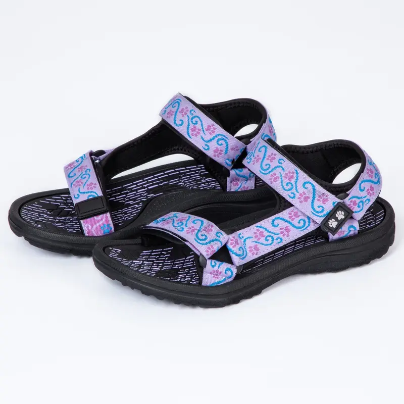Women's Paw Print Walking Sandals | River Sandals - Black - 6