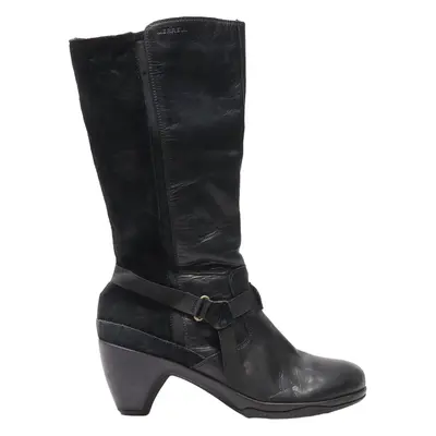 MERRELL High Boot Block Heels Black Leather Womens UK 7