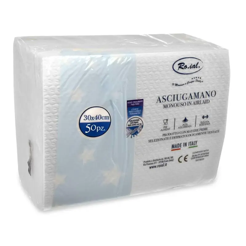 Roial Asciugamano Carta Secco Goffrata 50 Pezzi 30 X 40 Cm 5 Stelle