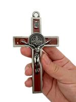 Vintage Crucifix Wall Cross Pendant, St. Benedict Metal Wall Art, Faith Back To School Gift for Your Acquaintances