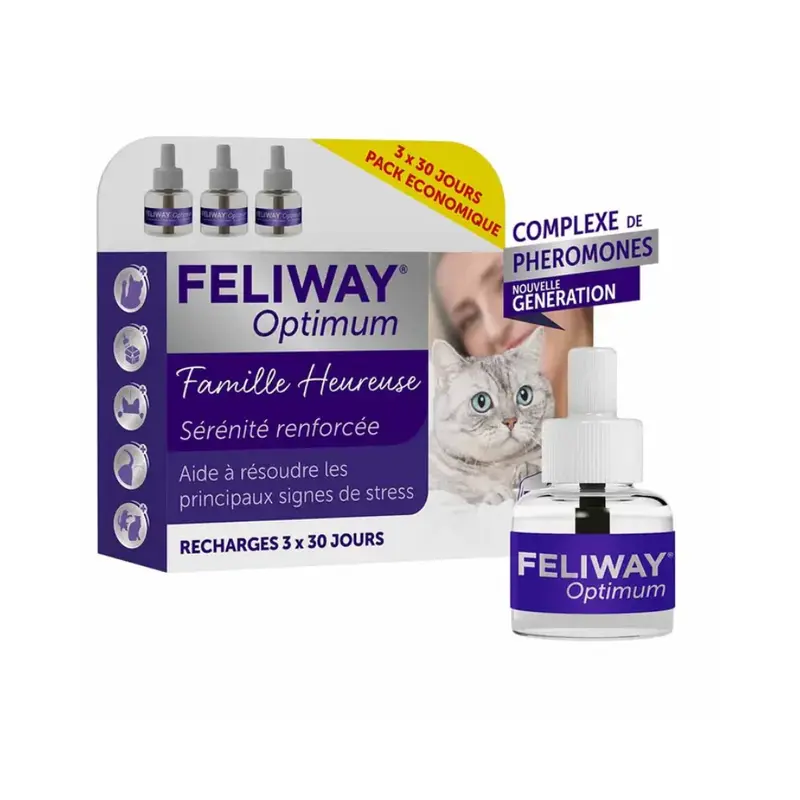 Feliway Optimum Recharges for Electric Diffuser Reinforced Serenity Cat 3x48ml