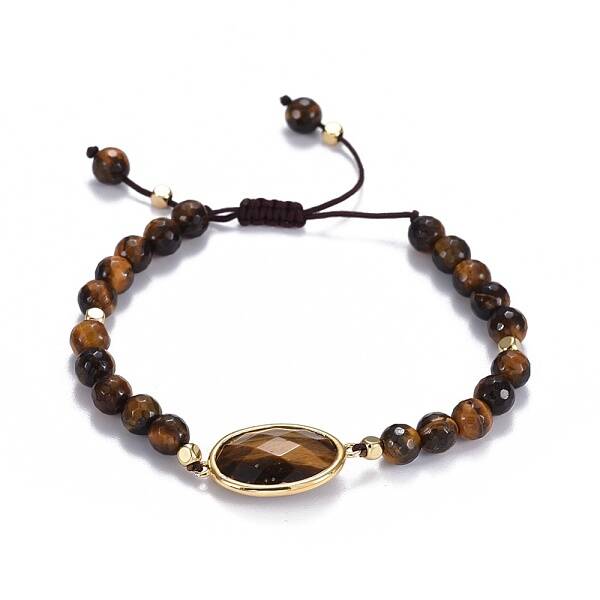Natural Tiger Eye Braided Bead Bracelets