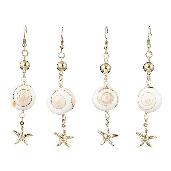 Natural Shiva Eye Shell Dangle Earrings