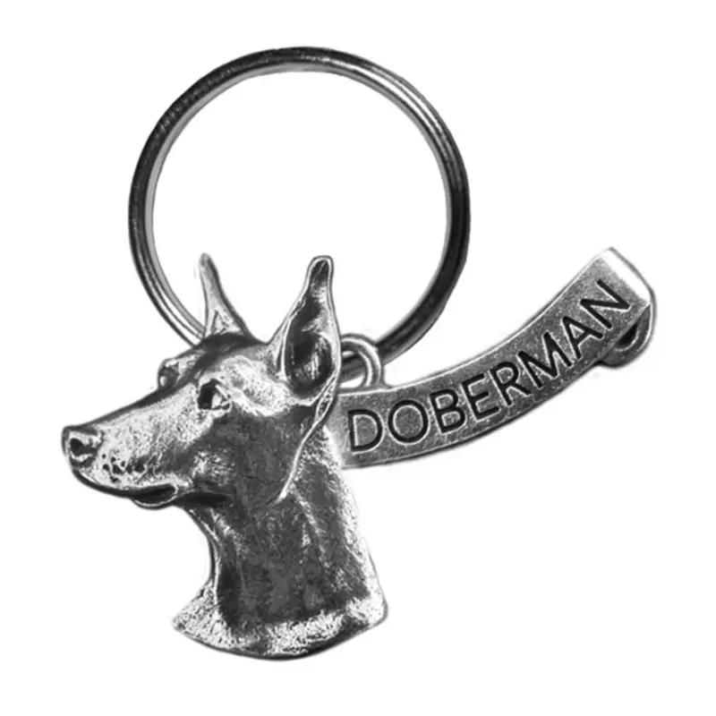 New-Spin Metal Casting Doberman Keychain