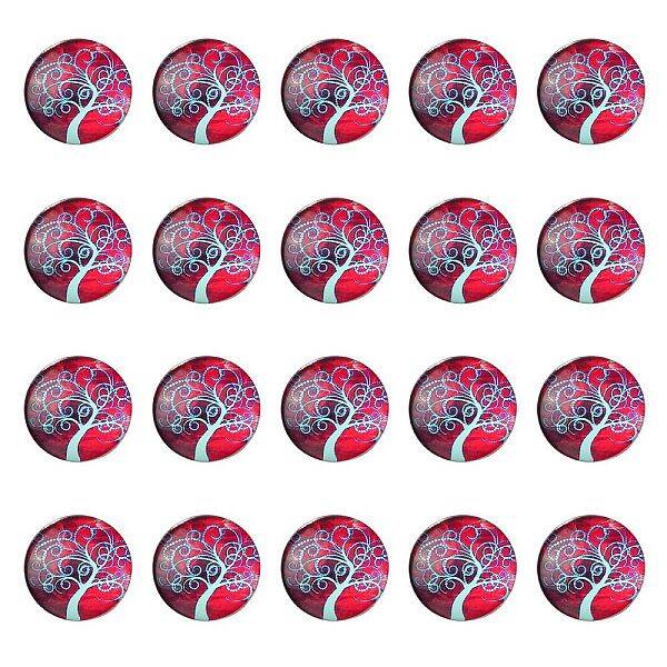 Half Round/Dome Tree Pattern Glass Flatback Cabochons for DIY Projects