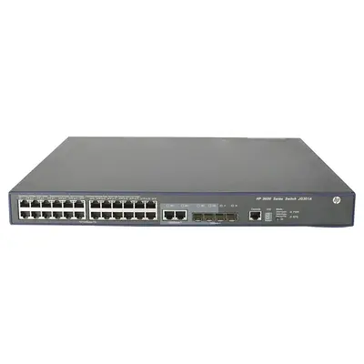 HP JG301-61101 | FlexNetwork 3600 EI Series 3600 24 PoE+ v2 24 x 10/100Base-TX RJ-45 PoE+ and 4 x 1GbE SFP + 2 x Shared GE RJ...