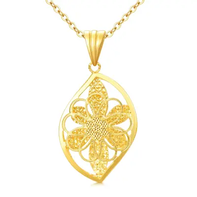 18K Gold Leaves Pendant Necklace