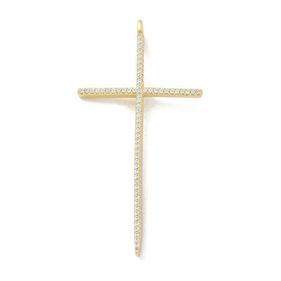Brass Micro Pave Clear Cubic Zirconia Big Pendants