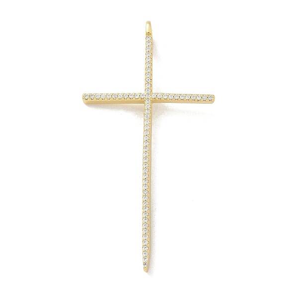 Brass Micro Pave Clear Cubic Zirconia Big Pendants