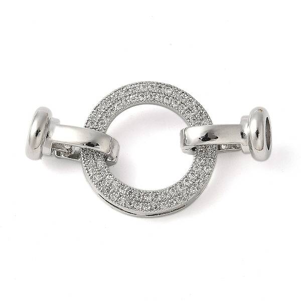 Brass Pave Clear Cubic Zirconia Fold Over Clasps