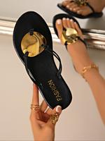 Women's Fashionable Flat Slides, Casual Comfortable Soft Slippers for Beach, Outdoor, Daily Wear, Summer, Female All-match Ro...