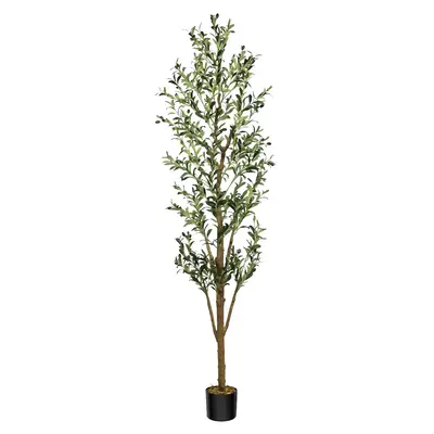 7 FT/6FT/5FT Artificial Olive Tree - Lifelike Faux Silk Olive Plant with Olive Leaves, Ideal for Home (Living Room, Bedroom, ...