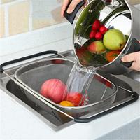 Kitchen Sink Strainer, 1 Count Over The Sink Stainless Steel Mesh Colander, Fine Mesh Washing Vegetable & Fruit Washing Sink ...