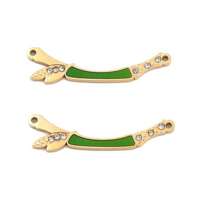 Ion Plating(IP) 304 Stainless Steel Crystal Rhinestone Connector Charms