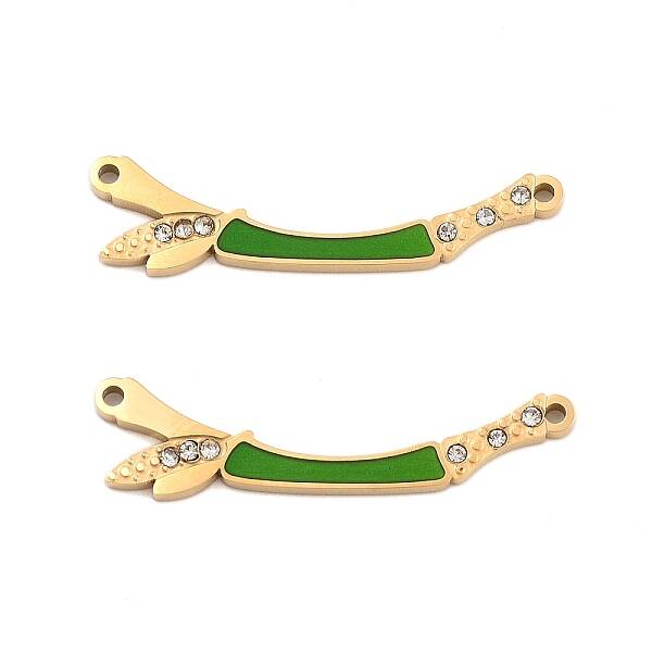Ion Plating(IP) 304 Stainless Steel Crystal Rhinestone Connector Charms