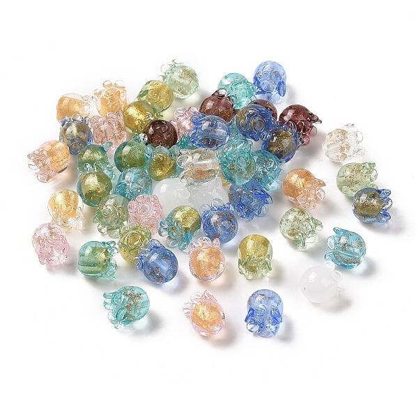 Handmade Gold Foil/Sand Lampwork Glass Beads