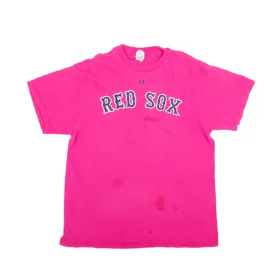 MAJESTIC Red Sox T-Shirt Pink Short Sleeve Mens L