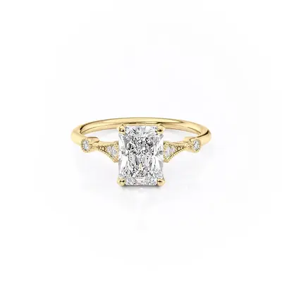 Sterling Silver with Yellow Gold Plated Moissanite Ring