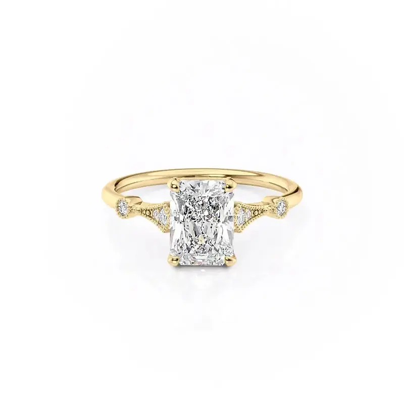 Sterling Silver with Yellow Gold Plated Moissanite Ring