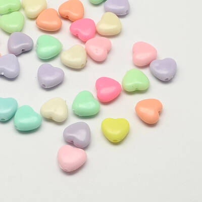 Opaque Acrylic Heart Beads
