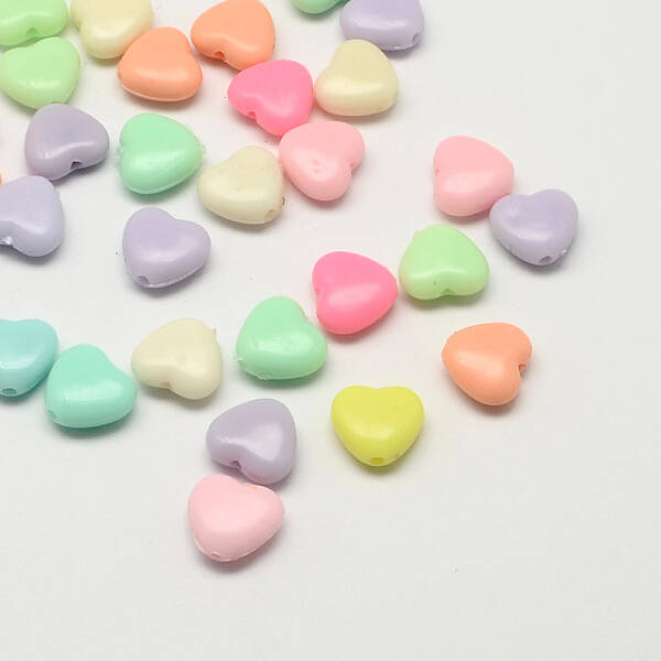Opaque Acrylic Heart Beads