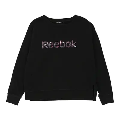 Reebok Spellout Sweatshirt - Large Black Cotton Blend