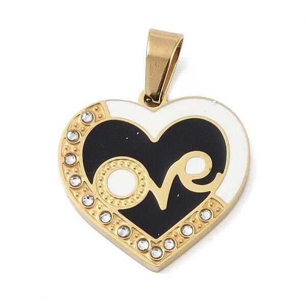 Ion Plating(IP) 304 Stainless Steel Enamel Rhinestone Pendants