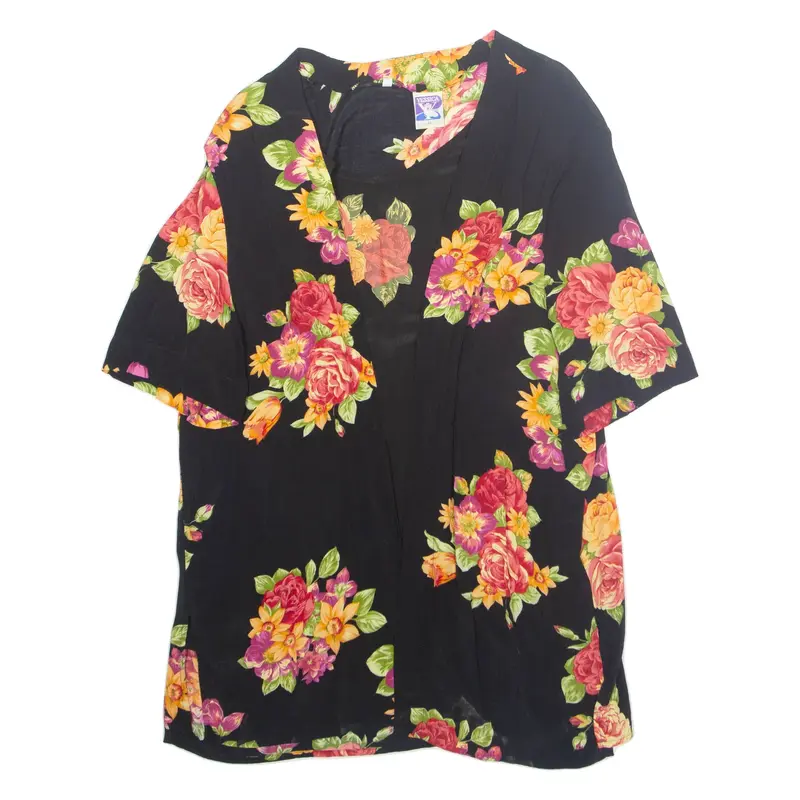 YESSICA Womens Printed Top Black Floral XL