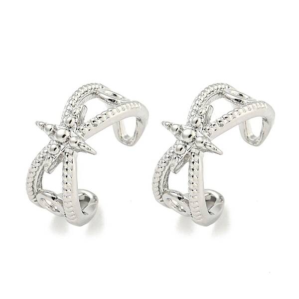 Brass Micro Pave Cubic Zirconia Cuff Earrings