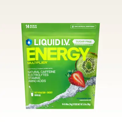 Liquid I.V. Sugar-Free Energy Multiplier - Strawberry Kiwi - Hydration Powder Packets | Electrolyte Powder Drink Mix | Conven...