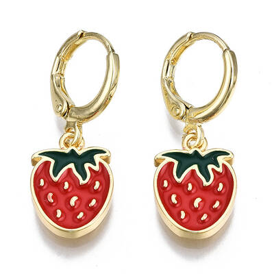 Brass Enamel Huggie Hoop Earrings