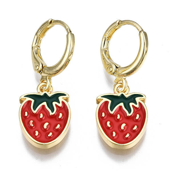 Brass Enamel Huggie Hoop Earrings