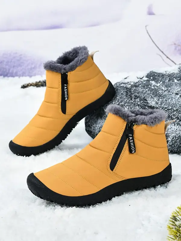 Unisex Thicken Thermal Lined Zipper Hiking Shoes & Work Boot, Women's Sporty Warm Waterproof Non-slip Snow Boots, Back To Sch...