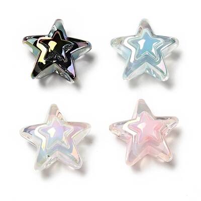 UV Plating Rainbow Iridescent Transparent Acrylic Beads