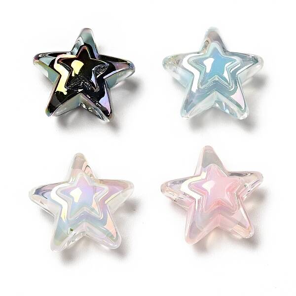 UV Plating Rainbow Iridescent Transparent Acrylic Beads