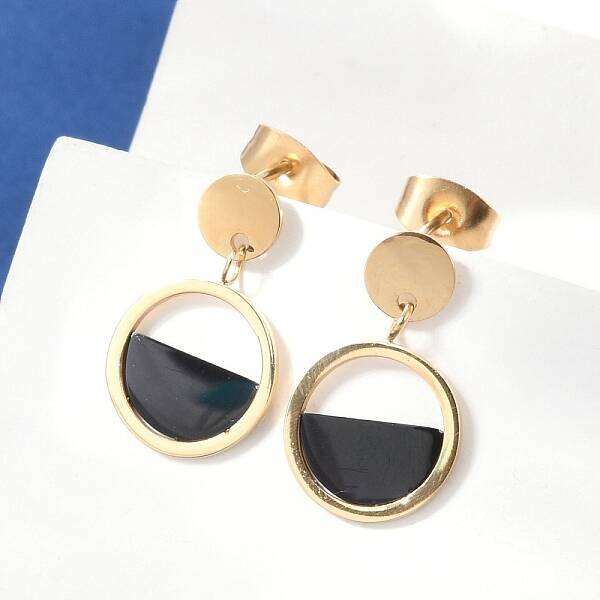 304 Stainless Steel Plastic Dangle Stud Earrings