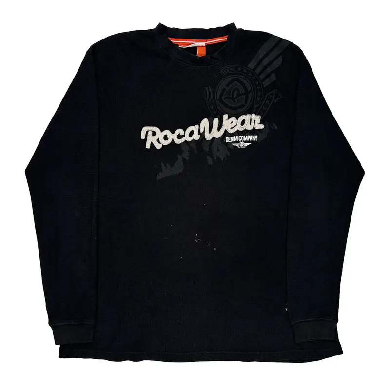 Rocawear Graphic Long Sleeve T-Shirt - 2XL Black Cotton | Size: xx-large