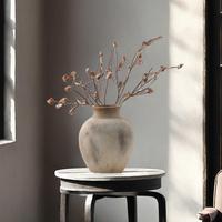 Ceramic Vase, 1 Count Antique Style Short Round Belly Vase, Flower Arrangement Vase, Home Decor Accessory, Indoor Flower Arra...