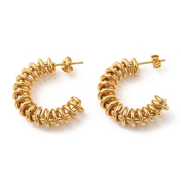 PVD Vacuum Plating 304 Stainless Steel Arch with Spiral Stud Earrings for Women