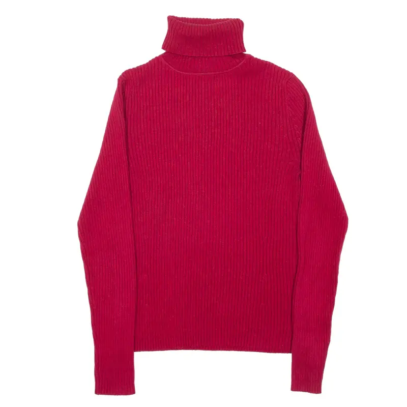 GAP Rib Knit Stretch Jumper Red Roll Neck Womens M