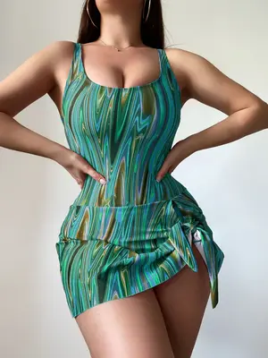 One Piece Swimdress Swimsuits for Women Tummy Control Swim Dresses Skirt Bathing Suit