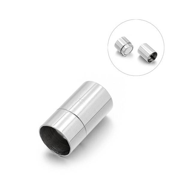 Tarnish Resistant 304 Stainless Steel Column Magnetic Clasps with Glue-in Ends