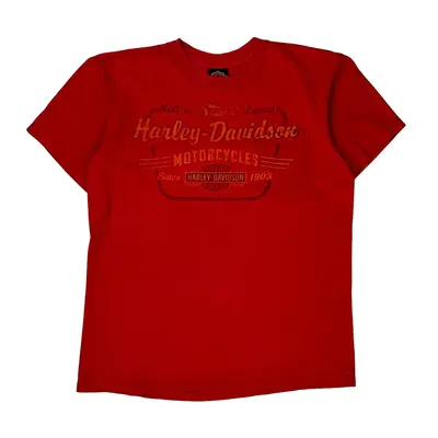 Lakeland Harley Davidson Graphic T-Shirt - Large Red Cotton